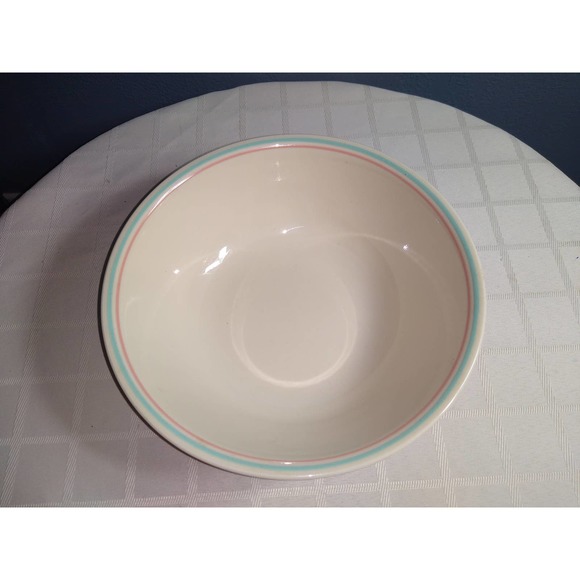 Vintage Corelle "forever yours" sky blue and pink rimmed serving bowl - Picture 1 of 6